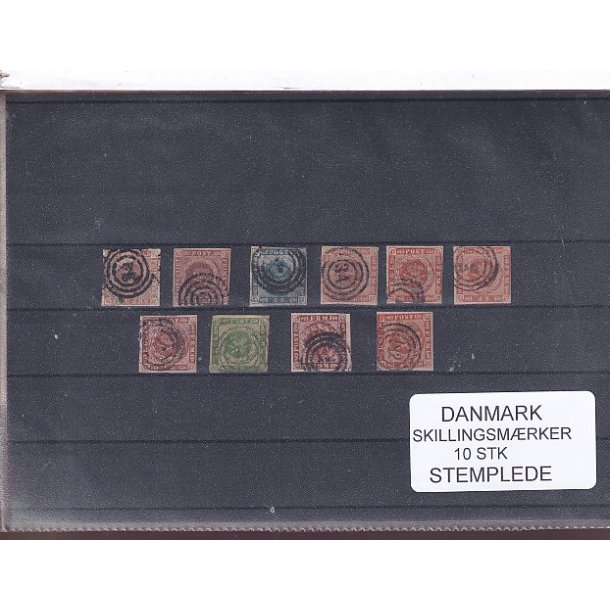 Danmark - Skillingsmrker 10 Stk. - Stemplede