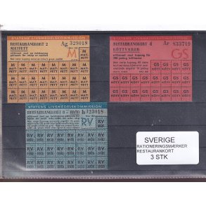 Sverige - Rationeringsmrker - Restaurationskort - 2. Verdenskrig 