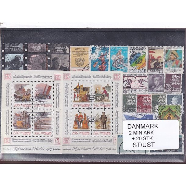 Danmark Samling - 2 Miniark + 20 Stk. Stemplet/Ustemplet