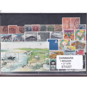 Danmark Samling - 1 Miniark + 27 Stk. Stemplet/Ustemplet
