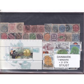 Danmark Samling - 1 Miniark + 31 Stk. Stemplet/Ustemplet