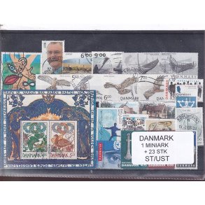 Danmark Samling - 1 Miniark + 23 Stk. Stemplet/Ustemplet