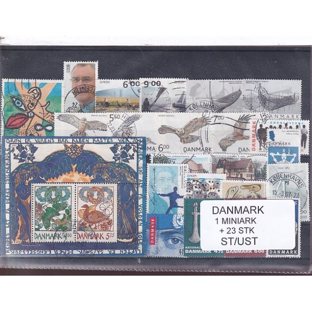Danmark Samling - 1 Miniark + 23 Stk. Stemplet/Ustemplet