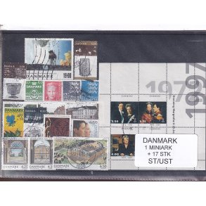 Danmark Samling - 1 Miniark + 17 Stk. Stemplet/Ustemplet