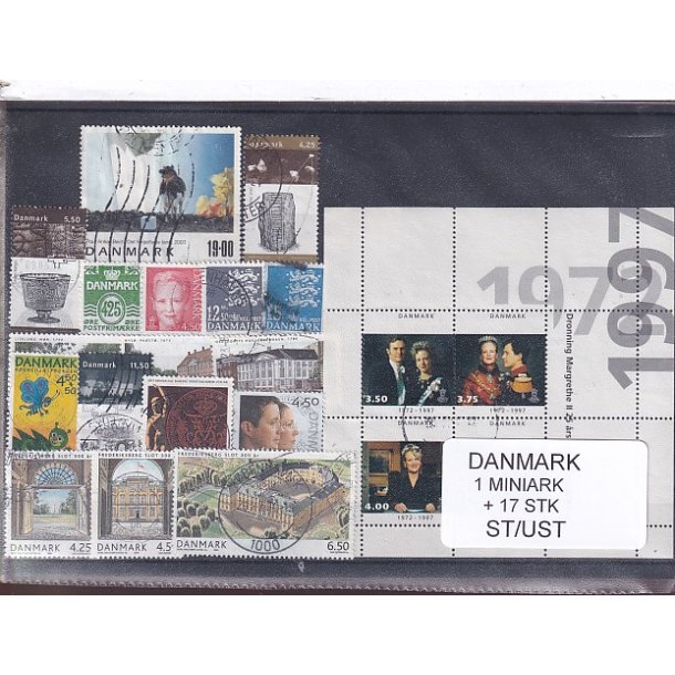 Danmark Samling - 1 Miniark + 17 Stk. Stemplet/Ustemplet