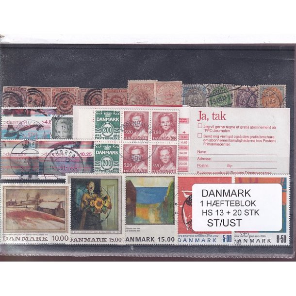 Danmark Samling - 1 Hfteblok HS 13 + 20 Stk. Stemplet/Ustemplet
