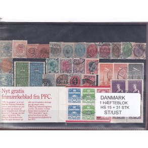 Danmark Samling - 1 Hfteblok HS 15 + 31 Stk. Stemplet/Ustemplet