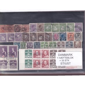 Danmark Samling - 1 Hfteblok + 35 Stk. Stemplet/Ustemplet