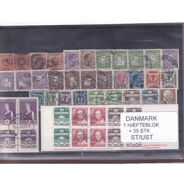 Danmark Samling - 1 Hfteblok + 35 Stk. Stemplet/Ustemplet
