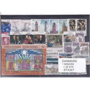 Danmark Samling - 1 Miniark + 26 Stk. Stemplet/Ustemplet