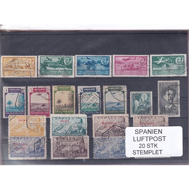 Spanien - Luftpost - 20 Stk. - Stemplet