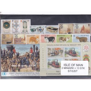 Isle of Man - 2 Stk. Miniark + 13 Stk. - Stemplet/Ustemplet