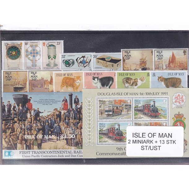 Isle of Man - 2 Stk. Miniark + 13 Stk. - Stemplet/Ustemplet