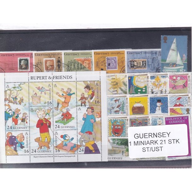 Guernsey - 1 Miniark - 21 Stk. Stemplet/ustemplet