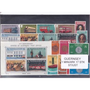 Guernsey - 1 Miniark - 17 Stk. Stemplet/ustemplet