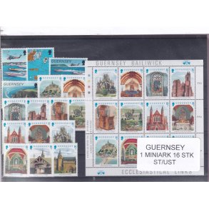 Guernsey - 1 Miniark - 16 Stk. Stemplet/ustemplet