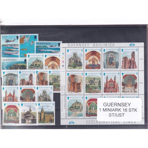 Guernsey - 1 Miniark - 16 Stk. Stemplet/ustemplet