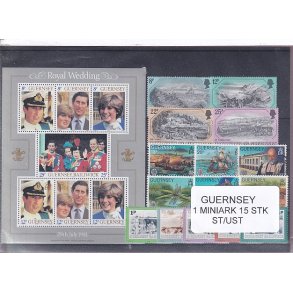 Guernsey - 1 Miniark - 15 Stk. Stemplet/ustemplet