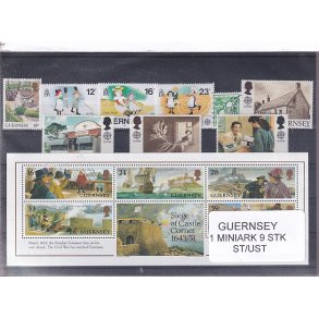 Guernsey - 1 Miniark - 9 Stk. Stemplet/ustemplet