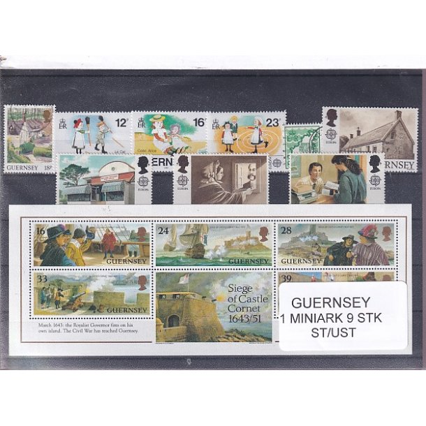 Guernsey - 1 Miniark - 9 Stk. Stemplet/ustemplet