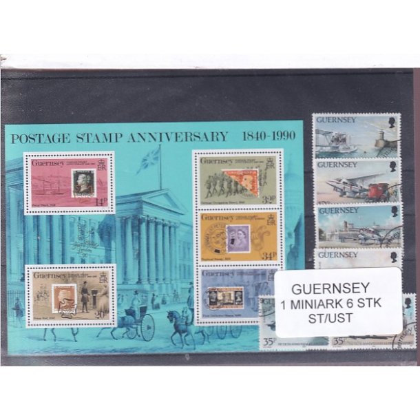Guernsey - 1 Miniark - 6 Stk. Stemplet/ustemplet