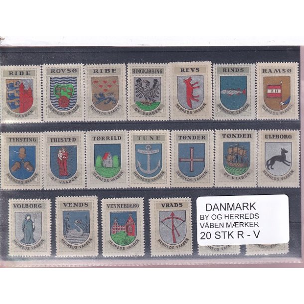 Danmark By-Herredsvbenmrker - R-V- 20 Stk.