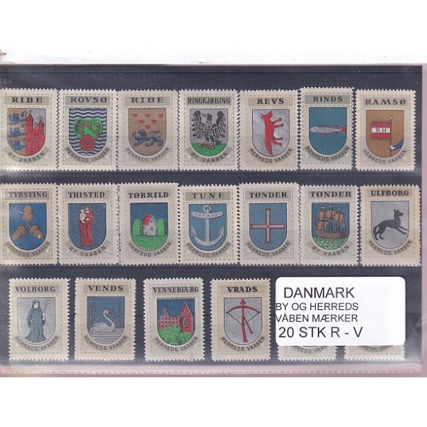 Danmark By-Herredsvbenmrker - R-V- 20 Stk.