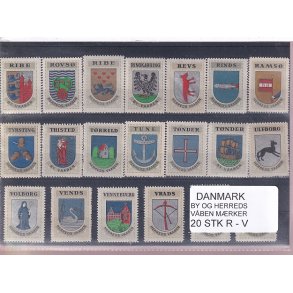 Danmark By-Herredsvbenmrker - R-V- 20 Stk.