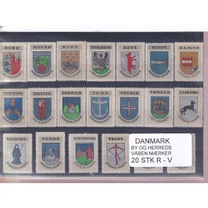 Danmark By-Herredsvbenmrker - R-V- 20 Stk.