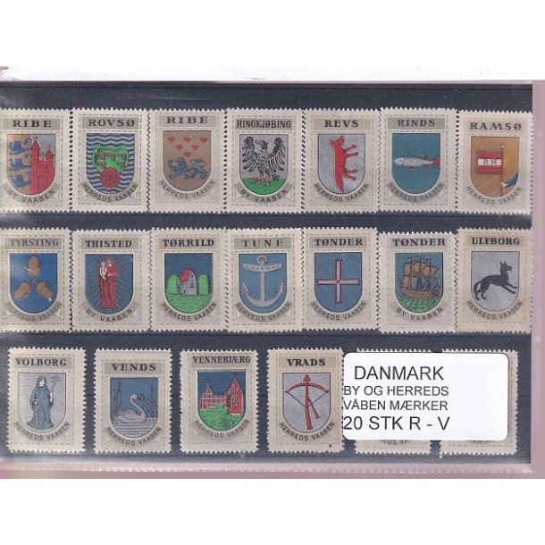 Danmark By-Herredsvbenmrker - R-V- 20 Stk.