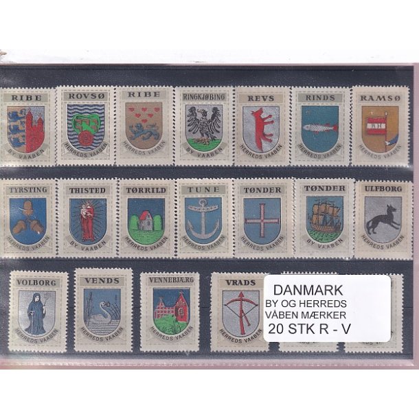 Danmark By-Herredsvbenmrker - R-V- 20 Stk.