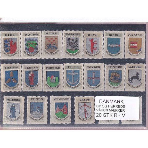 Danmark By-Herredsvbenmrker - R-V- 20 Stk.