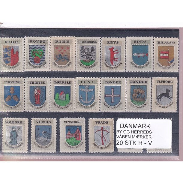 Danmark By-Herredsvbenmrker - R-V- 20 Stk.