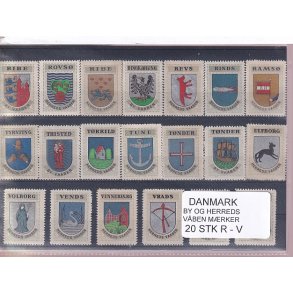 Danmark By-Herredsvbenmrker - R-V- 20 Stk.