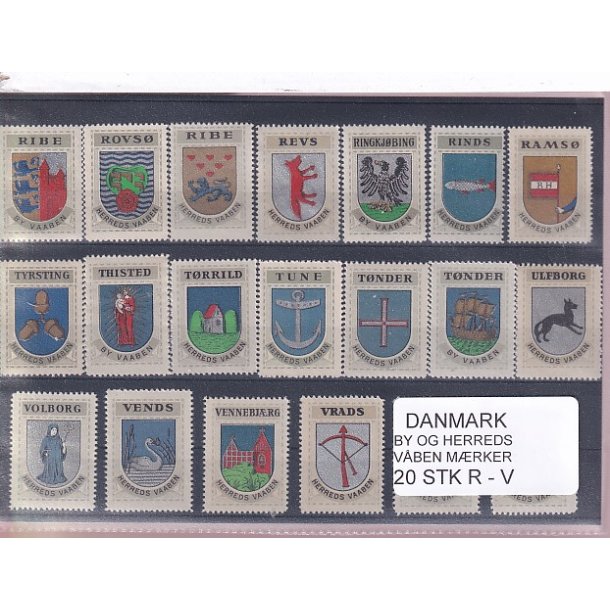Danmark By-Herredsvbenmrker - R-V- 20 Stk.