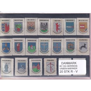 Danmark By-Herredsvbenmrker - R-V- 20 Stk.