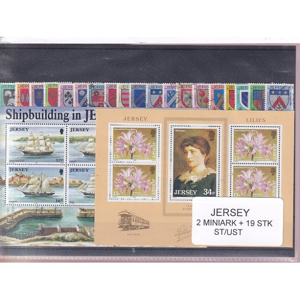 Jersey Samling - 2 Miniark + 19 stk. Stempler/Ustemplet