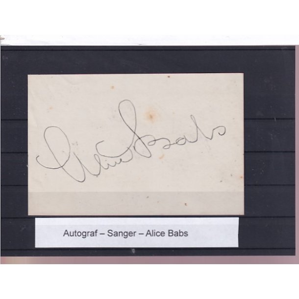 Autograf - Sanger - Alice Babs