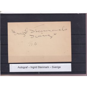 Autograf - Ingrid Stenmark - Sverige