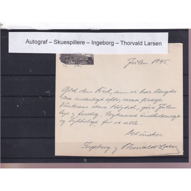Autograf - Skuespillere - Ingeborg &amp; Thorvald Larsen