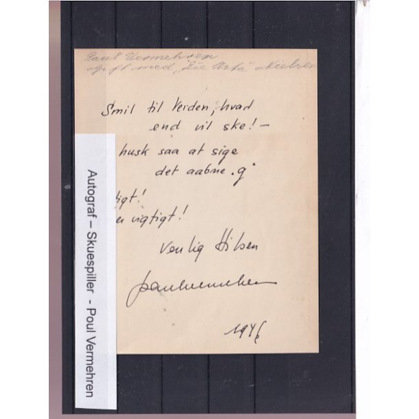 Autograf - Skuespiller - Poul Vermehren