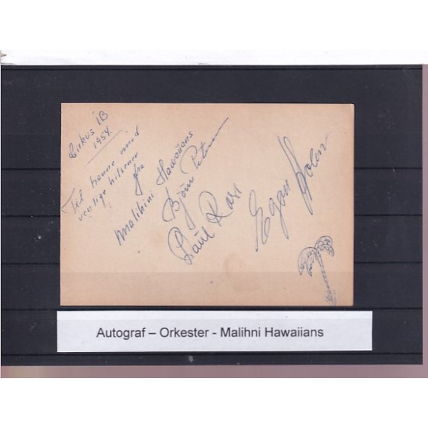 Autograf - Orkester - Malihni Hawaiians - Cirkus Ib 1954