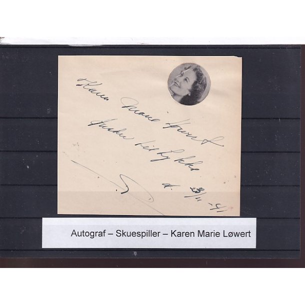 Autograf - Skuespiller - Karen Marie Lwert