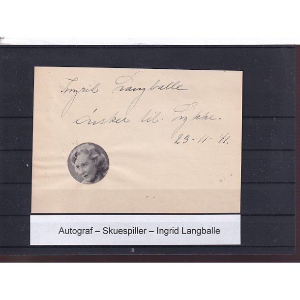 Autograf - Skuespiller - Ingrid Langballe