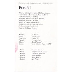 Parsifal - Opera 1978 - Det Kongelige Teater - Program A5 - Pn