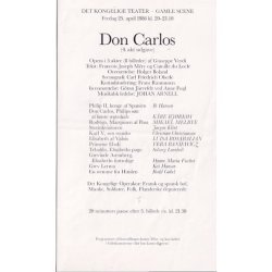 Don Carlos - Opera 1986 - Det Kongelige Teater - Program A5 - Pn