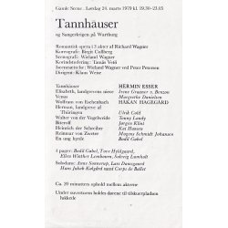Tannhauser - Opera 1979 - Det Kongelige Teater - Program A5 - P�n