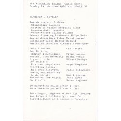 Barberen i Sevilla - Opera 1980 - Det Kongelige Teater - Program A5 - Pn