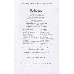 Boheme - Opera 1982 - Det Kongelige Teater - Program A5 - Pn