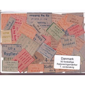 Danmark Rationeringsmrker 1. Verdens Krig 50 Stk.